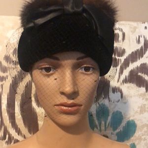 Vintage Black Pillbox Hat with Veil